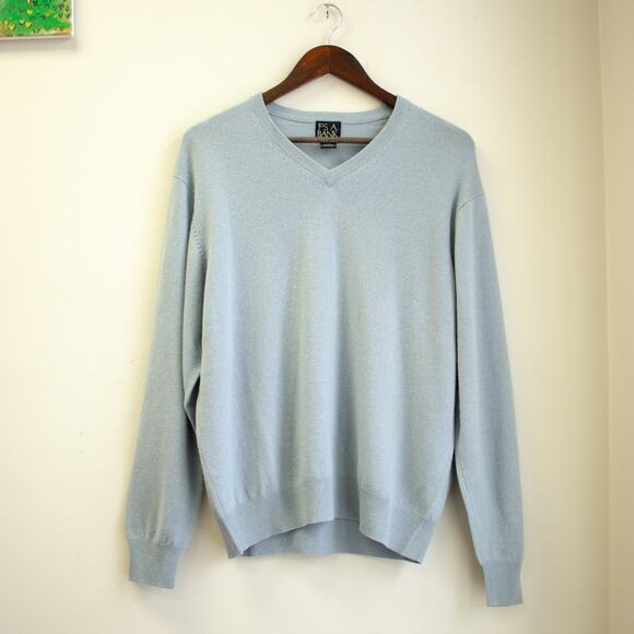 Jos.  A. Bank Slate Blue V-Neck Italian Cashmere Sweater Size Medium - Picture 1 of 7